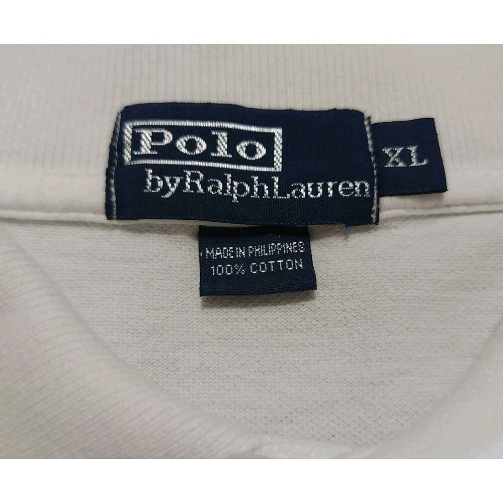 Vtg Polo Ralph Lauren Big Pony Shirt Mens XL White Cotton Mesh Classic Fit 90s - Picture 8 of 9